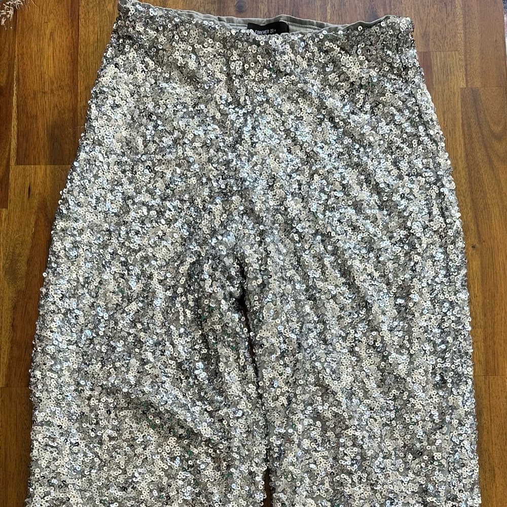 Forever 21+ Silver Sequin Pants